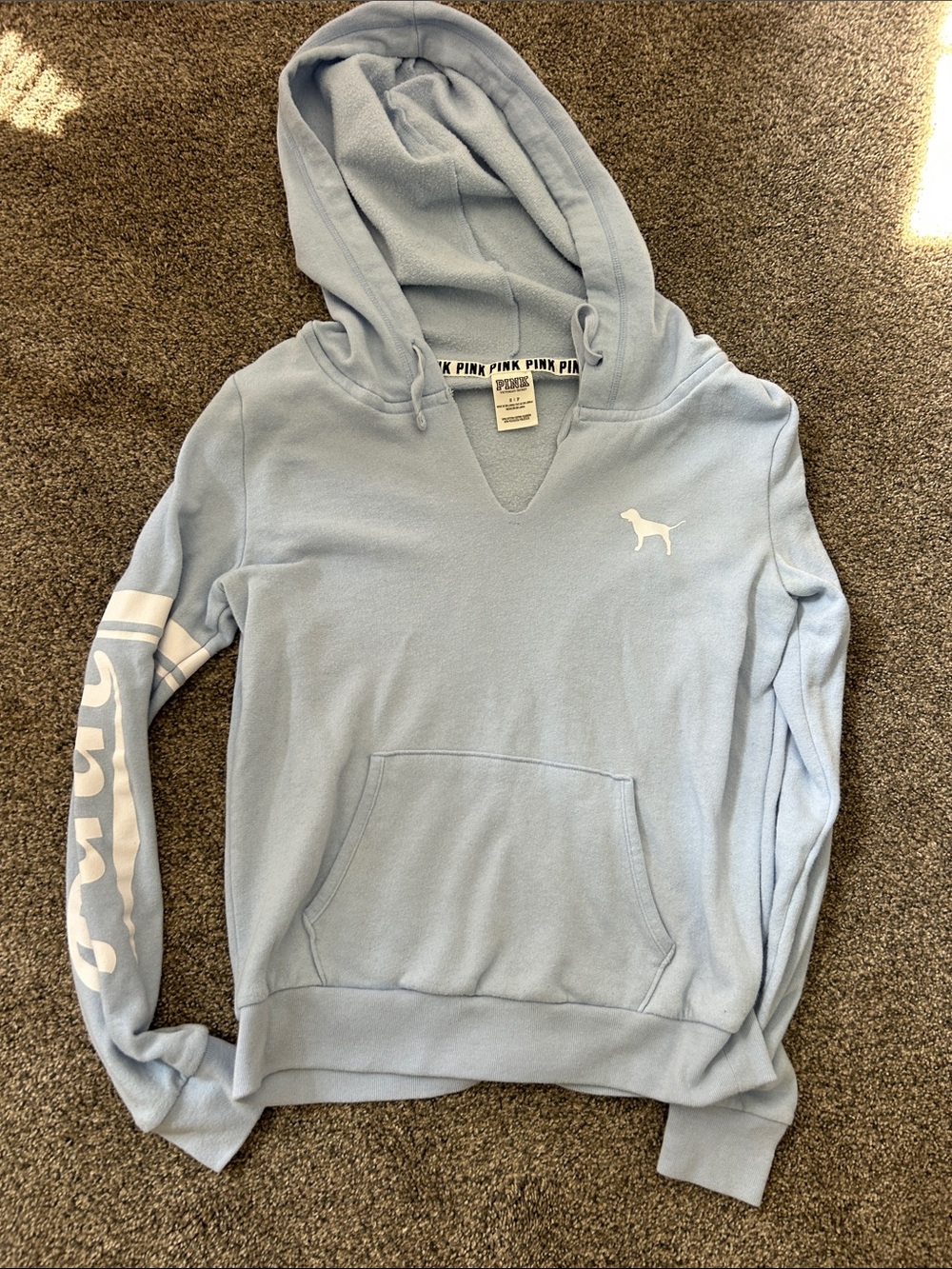 PINK Victoria's Secret Sky Blue Pullover with White Logo